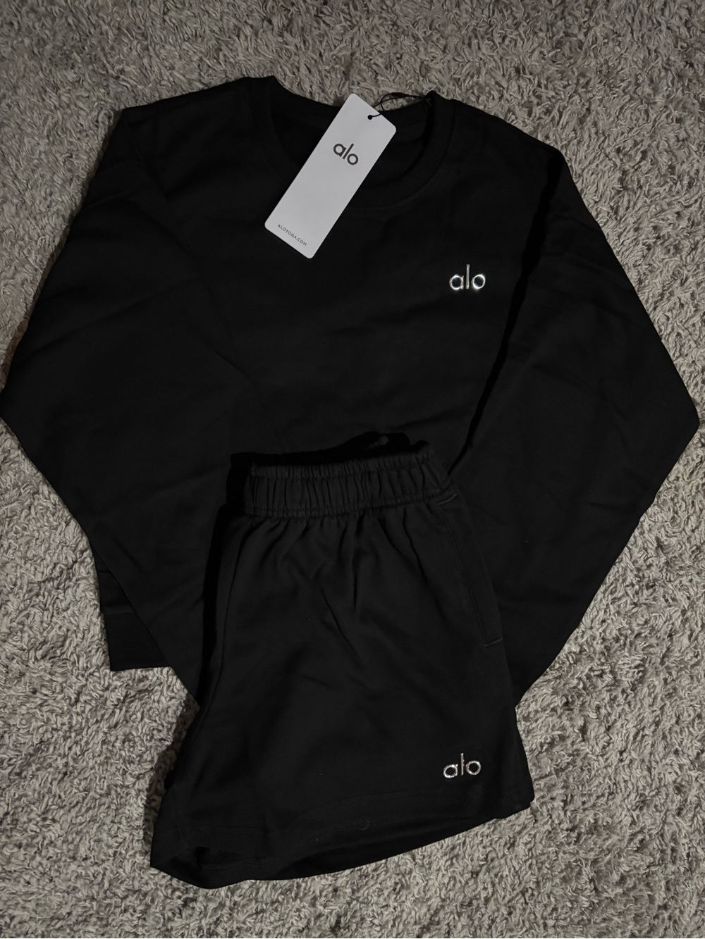 Athletic Black Sweatshirt and Shorts Set